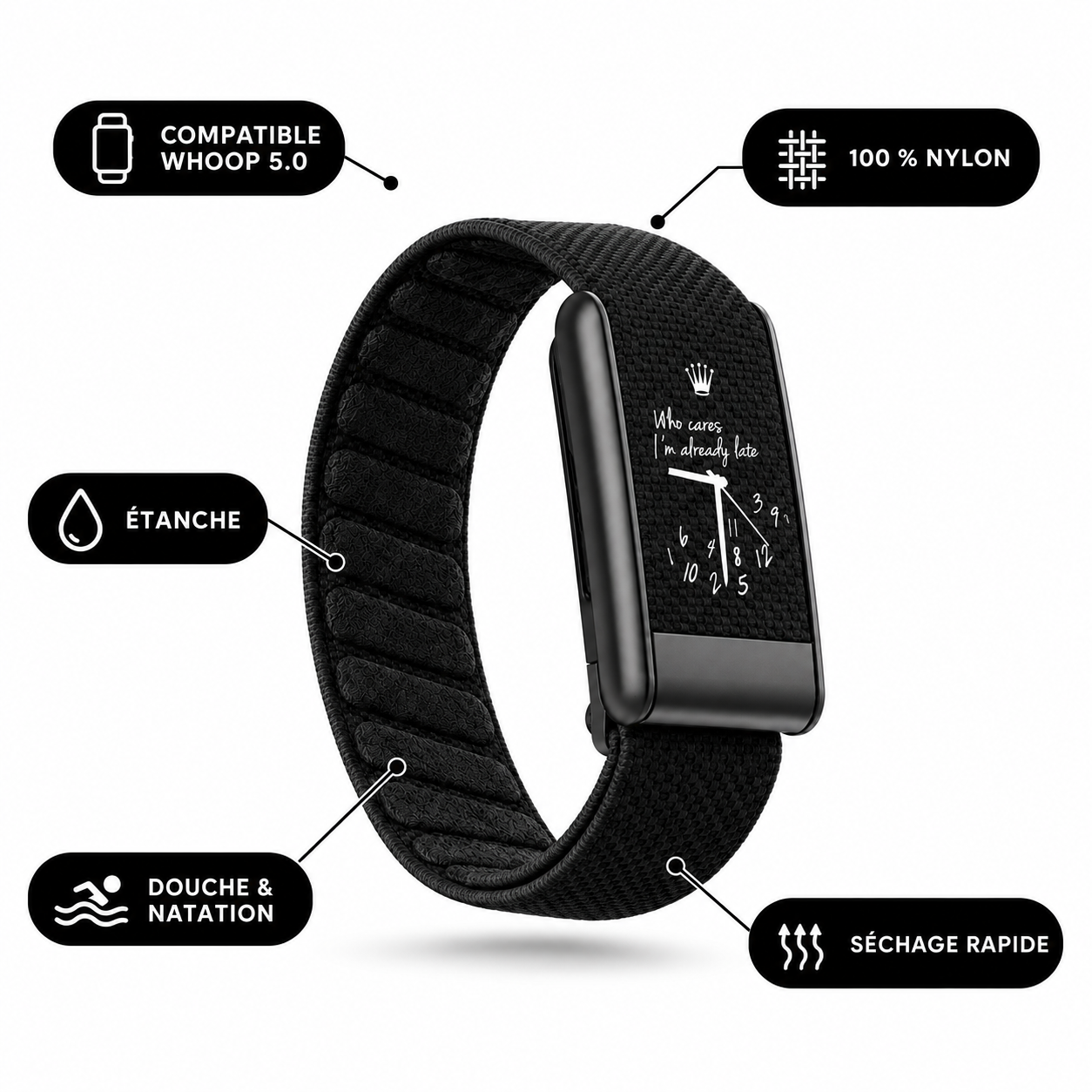Bracelet WhoopPro — Being Late Black